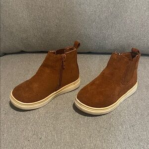 First Steps Brown Kids Ankle Boots Size 8 Toddler with side zipper